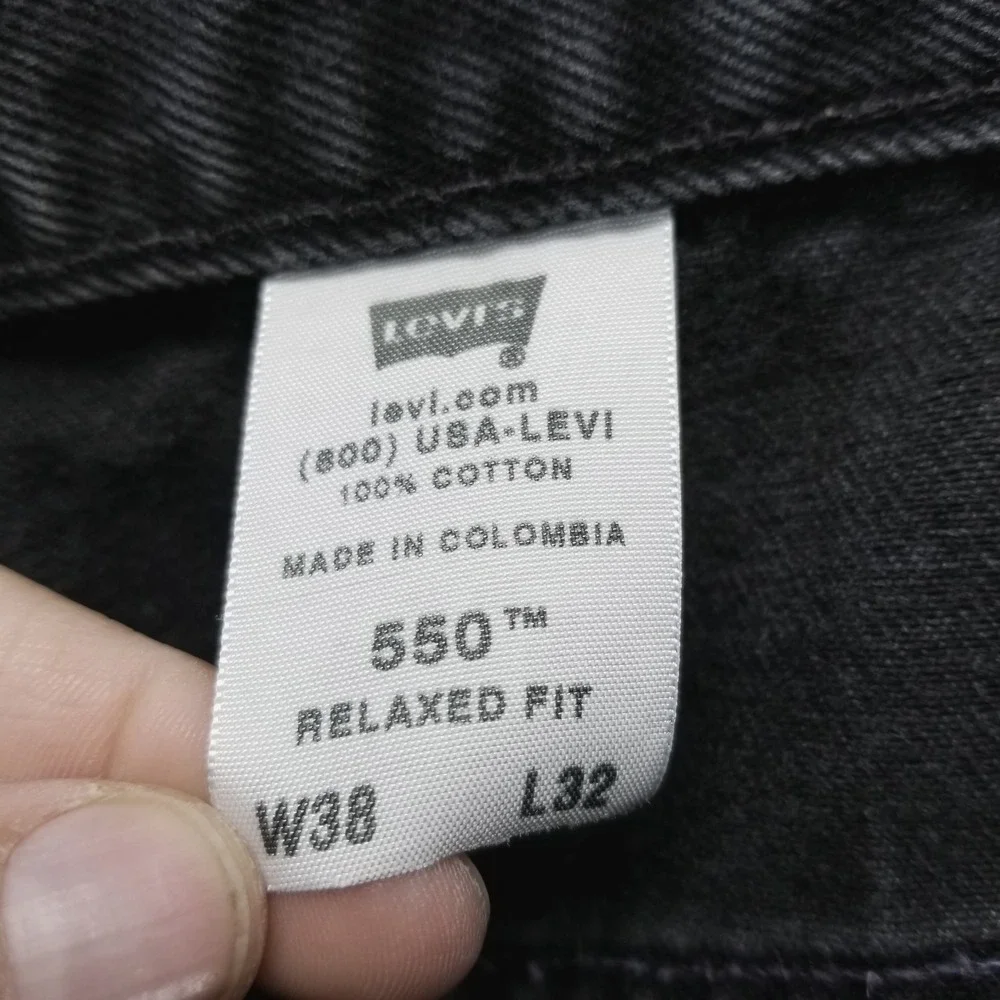 VTG Levis 550 Jeans Mens‎ 38x32 Black Relaxed Tapered 90s Made in Canada Denim